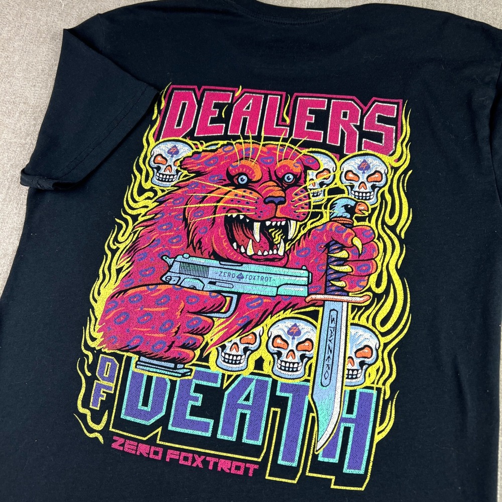 Zero Foxtrot T-Shirt Mens Large Black Dealers of Death Skull Tactical Graphic